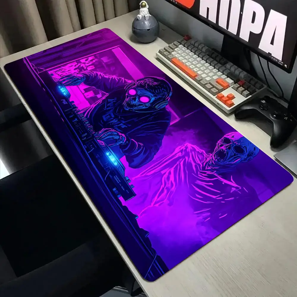 Terrifying Skeleton DJ large Mouse Pad Desk Mat with Stitched Edge Non-Slip gaming mats pc accessories keyboard desk pad mauspad