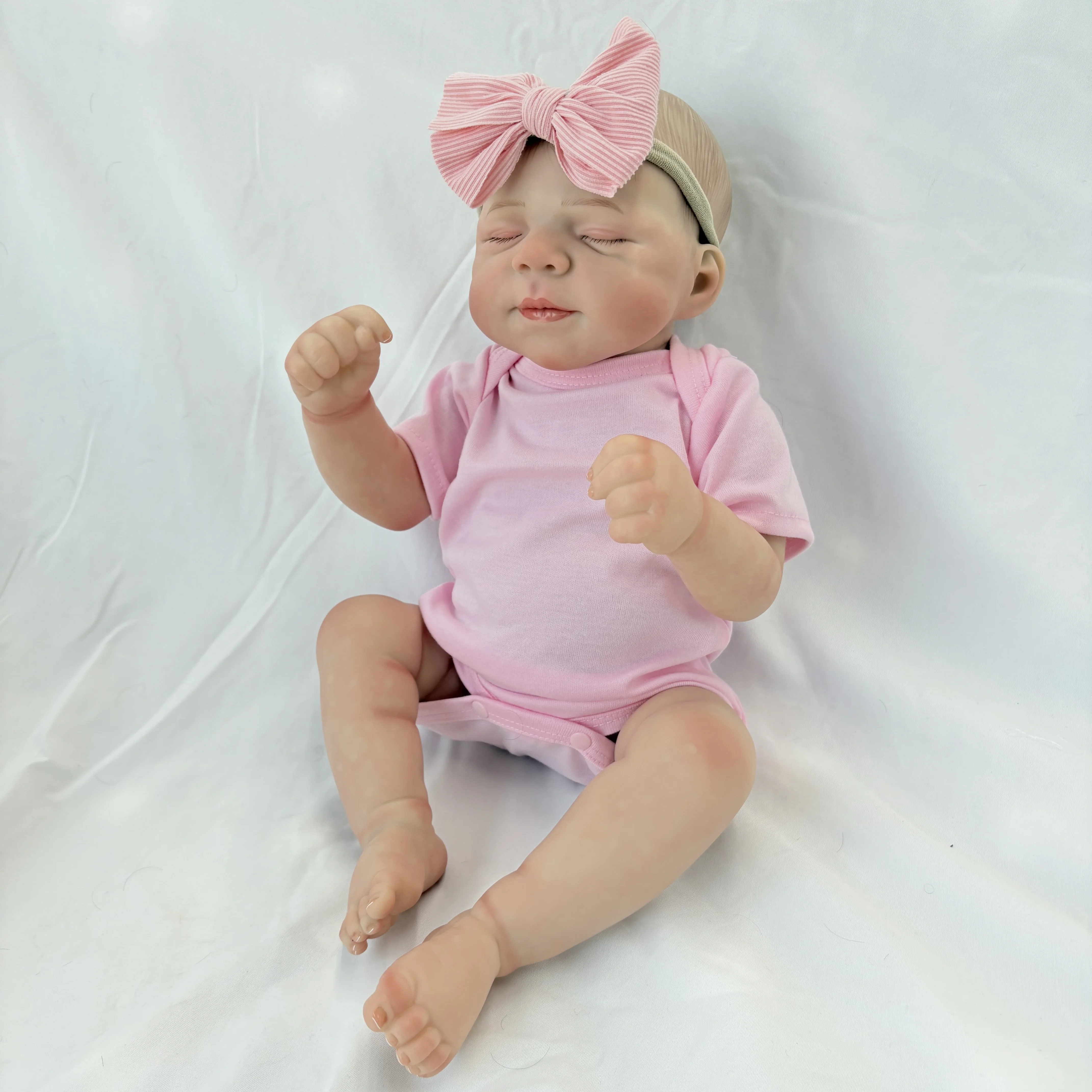 Muñeca Reborn Pascale de 18 Pulgadas con Piel 3D y Venas Visibles, Bebé Niña Dormida, Cuerpo Completo de Vinilo, Realista, Regalo para Niños