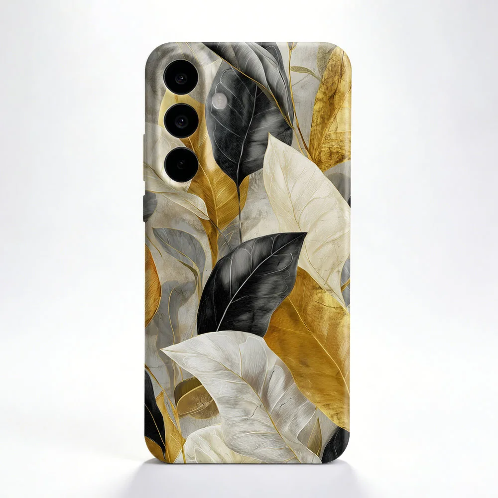 Shockproof Phone Case For Samsung S26 S25 S24 S23 S22 Plus S21 Ultra Edge S23 S24 S25 FE Vintage Golden Leaf Hard PC Cover