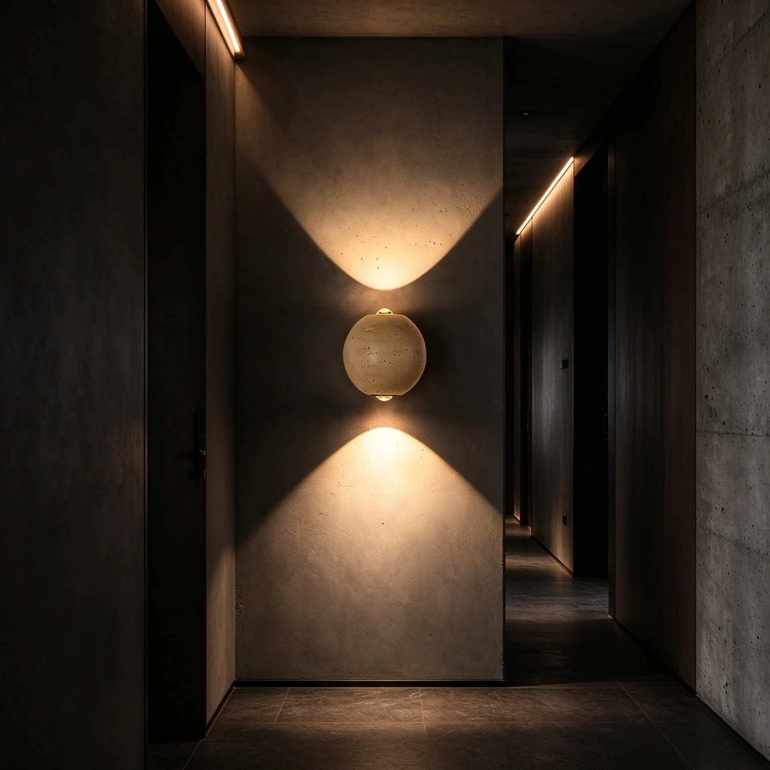 Creamy Style Wabi Sabi Travertine Wall Lamp Natural Stone Sphere LED Backlight Minimalist Bedroom Bedside Hallway Decor