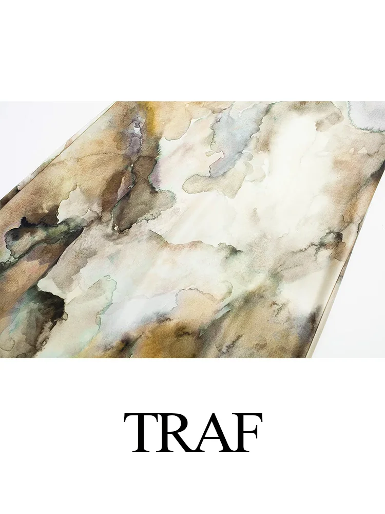 Traf-女性のタイダイプリントロングスカート、ハイウエスト、Aライン、ワイルド、ビーチスタイル、ヴィンテージ、シック、カジュアル、エレガント、2022