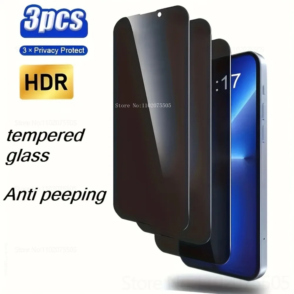 

3pcs Privacy Screen Protector for IPhone 12 13 Promax 12 Mini XS MAX XR Anti-Spy Tempered Glass 17 Promax 15 14 Plus 16 Pro Film