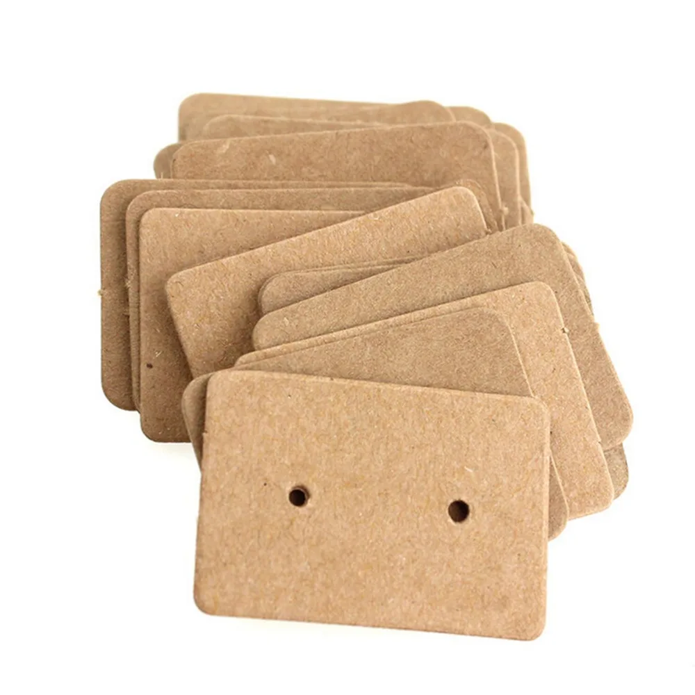 100Pcs Blank Kraft Paper Ear Studs Card Hang Tag Jewelry Display Earring Crads Favor Marking Garment Prices Label Tags 2.5x3.5cm