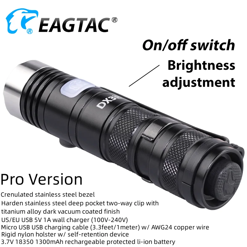 EAGTAC DX3B RC USB قابلة للشحن XHP50.2 2500 التجويف سوبر قوية مصباح ليد جيب الشعلة EDC مصباح 18350 بطارية متضمنة
