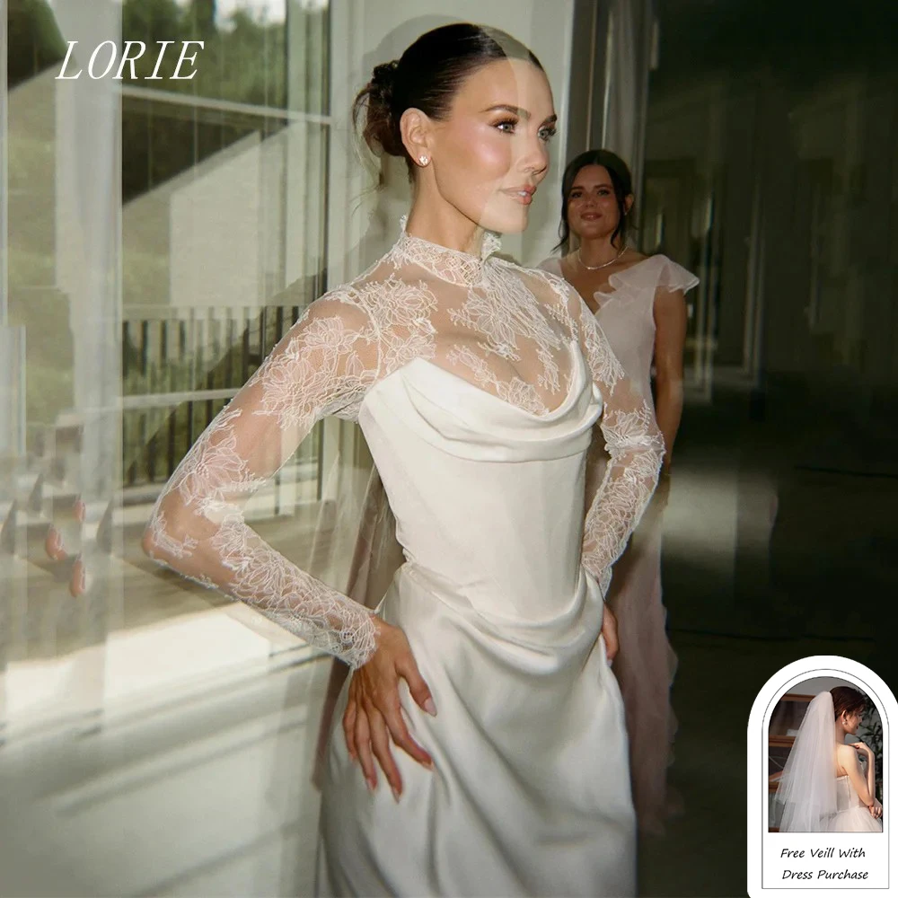 LORIE Luxury Mermaid Wedding Dress Corset Boat Neck Bridal Dresses Appliques Lace Full Sleeve Wedding Gown Customized 2026