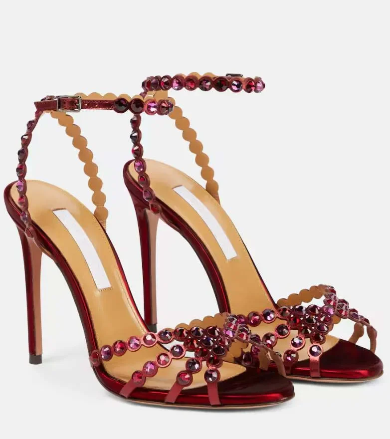 

Luxury designer Women Black heels Tequila SANDAL crystal-Embellished sandal black strap crystal leather Suede high heeled weddin
