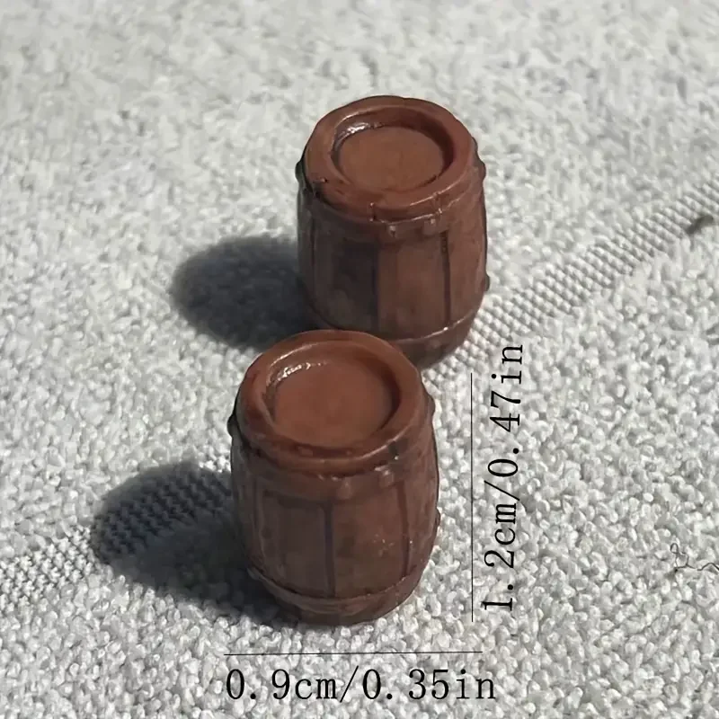 5/10pcs Vintage Mini Barrel Statues, Resin Decorative Figurines Miniatures for Home Micro Landscape Decoration