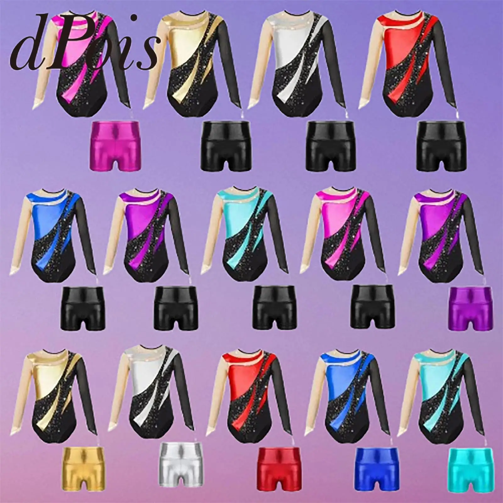 

Kids Ballet Dance Bodysuit with Shorts Performance Outfits Girls Rhythmic Gymnastics Leotard Figure Skating Athletic Jumpsuit