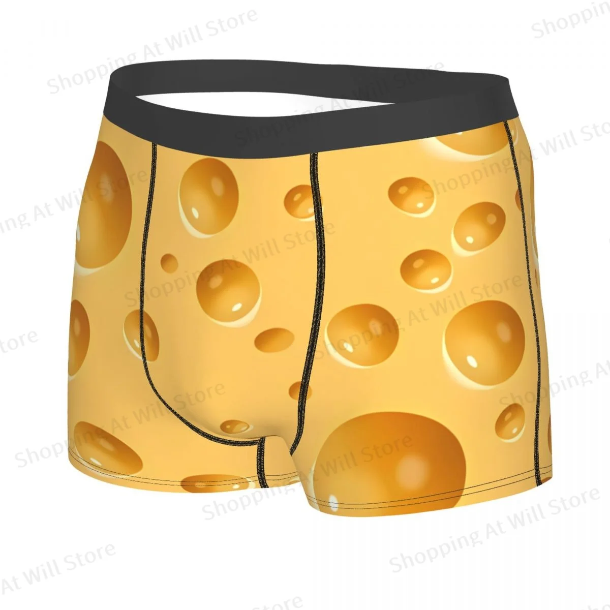 Yellow Cheese Men Boxer Briefs Highly Breathable Underpants Top Quality Print Shorts Birthday Gifts