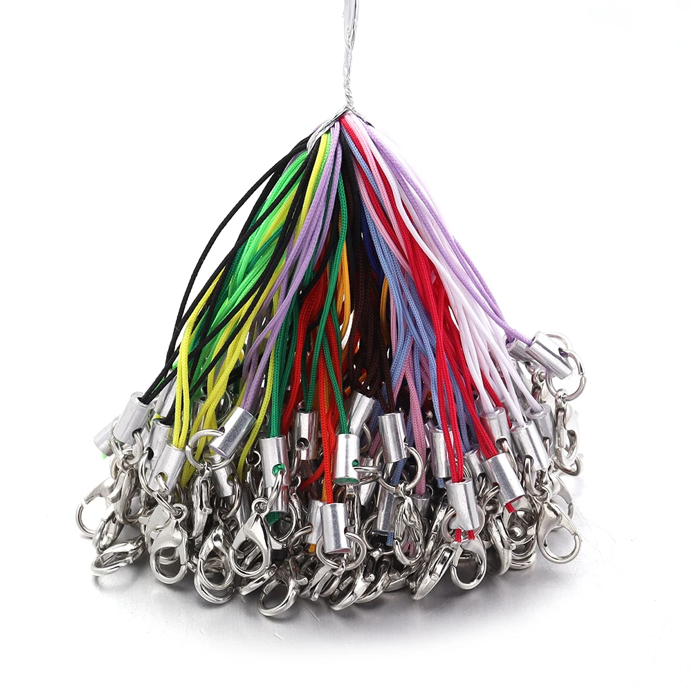 20/100 Stück Karabinerverschluss Lanyard Strap Cord Handy Lanyard Polyester Schlüsselanhänger Schnüre Charms Schlüsselanhänger für DIY Schmuckherstellung