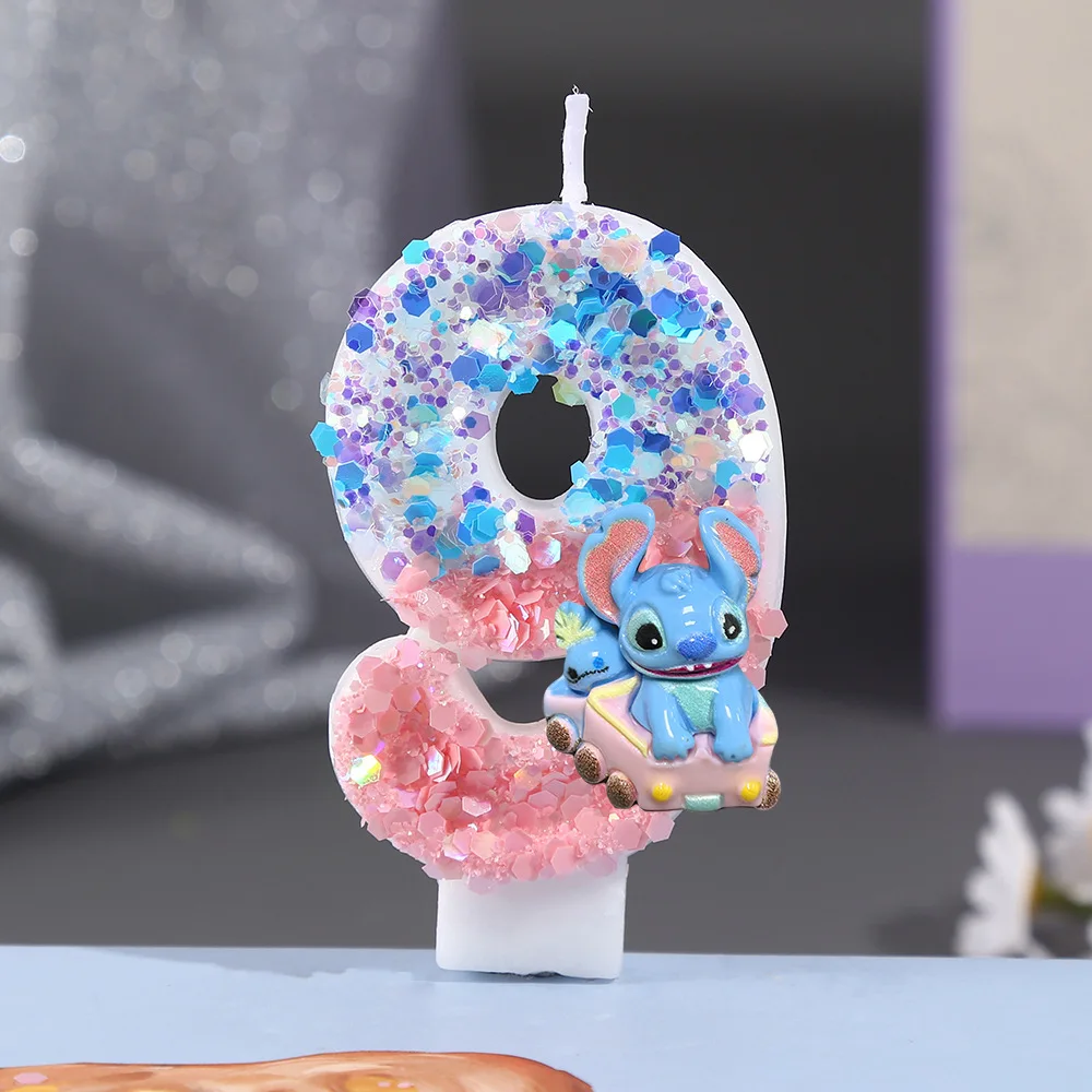 

Disney Stitch 0-9 Pink Cartoon Candle Suitable for Birthday Party Cake Decoration Suitable for Anniversary Parties Gifts