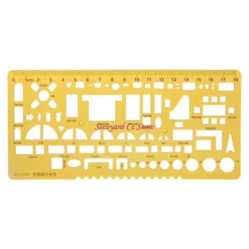 N3UC K Resin Round Geometric Template Ruler Stencil Drawing Measuring Tool Students