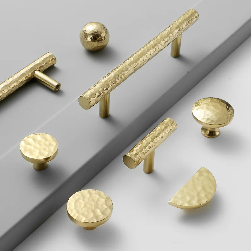 Drawer hammer pattern pull handle for cabinet single-hole pull handles for wardrobe handle brass copper  Pulls