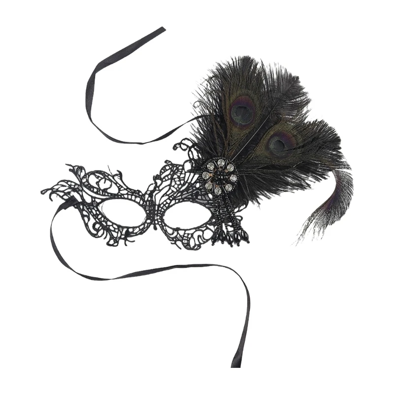 Delicate Lace Mask Accents and Rhinestones for Themed Parties and Costume Event