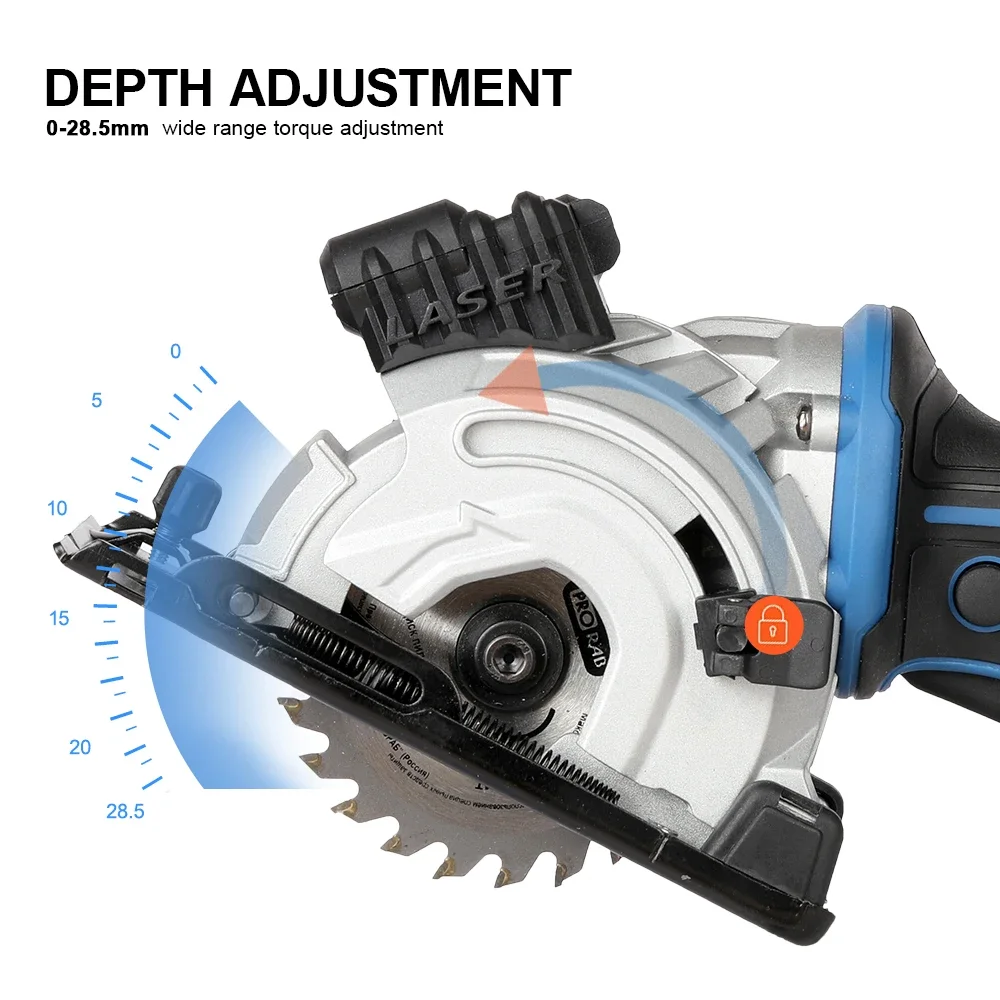 Professional 20V 89mm Cordless Brushless Woodworking Tool Wood Metal Cutting Machine Electric Mini Plunge Saw With Laser