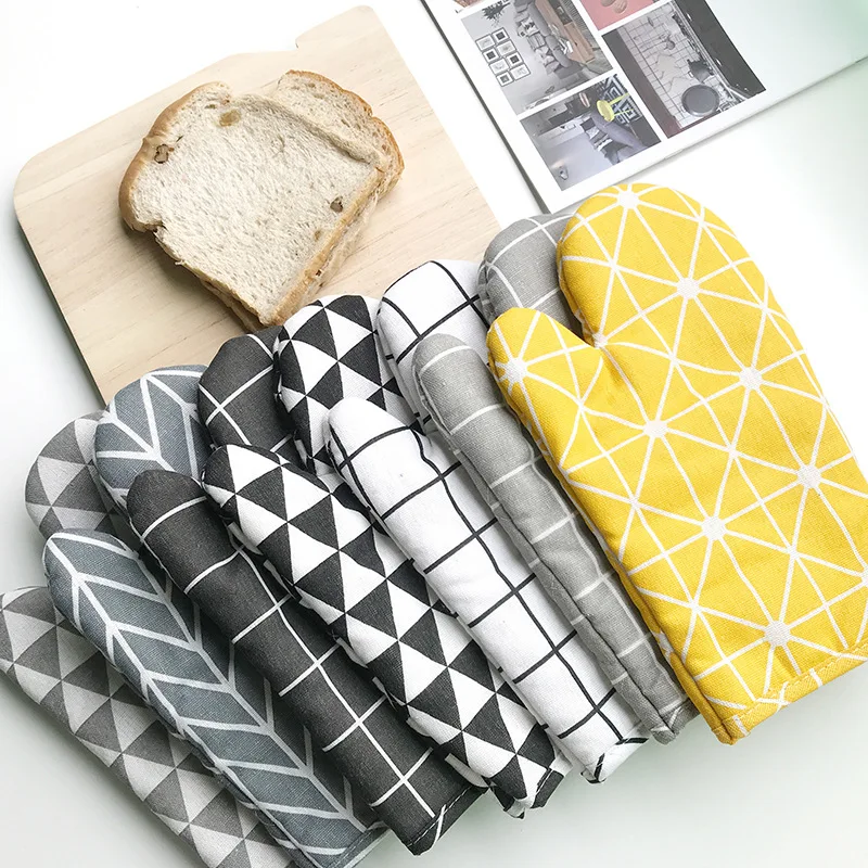 2pcs Oven Baking Gloves Oven Mitts Microwave Oven Gloves High-temperature Resistant Linen Gloves Kitchen Baking Tools Bakeware