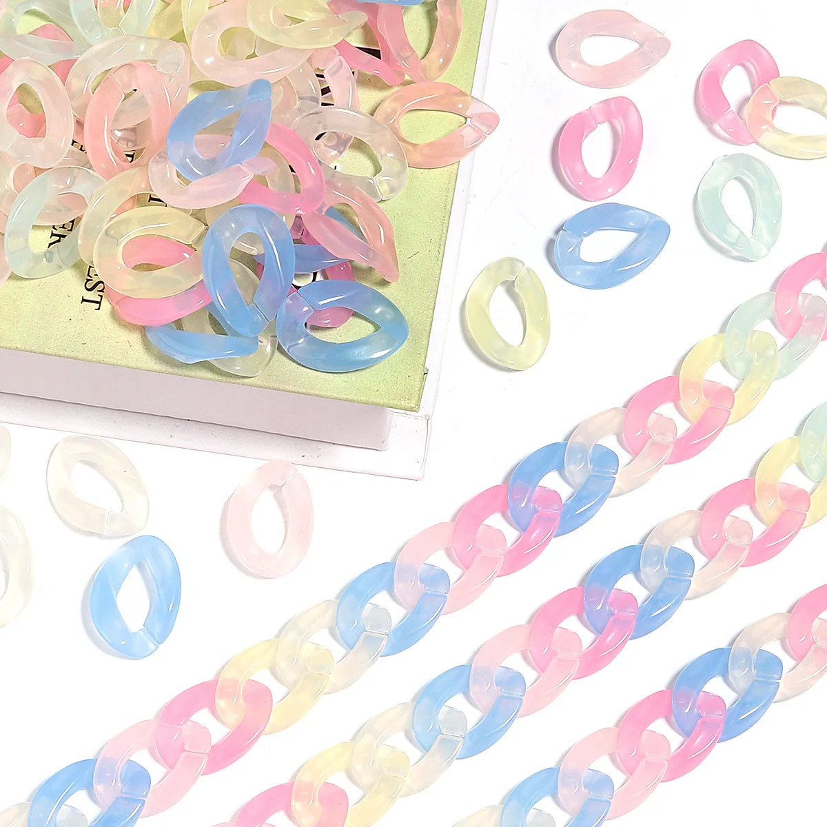 50pcs/lot Dreamy Candy Color Acrylic Chain Buckle For Jewelry Making Connectors DIY Necklace Bracelet Earrings Accessories