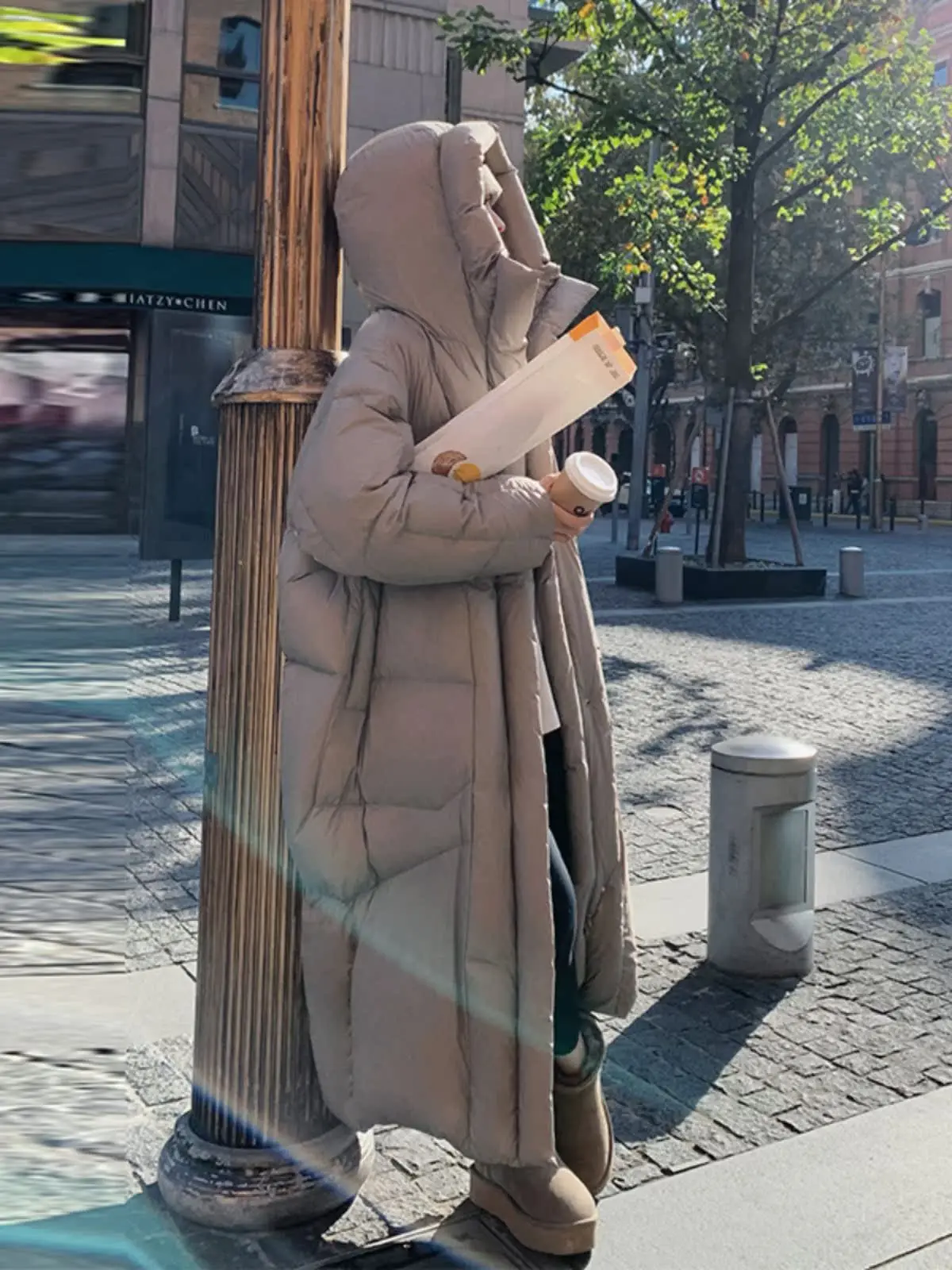 Jaqueta de Inverno Ultra Longa para Mulheres, Comprimento até o Tornozelo, Estilo de Rua de Alta Qualidade, Com Zíper...