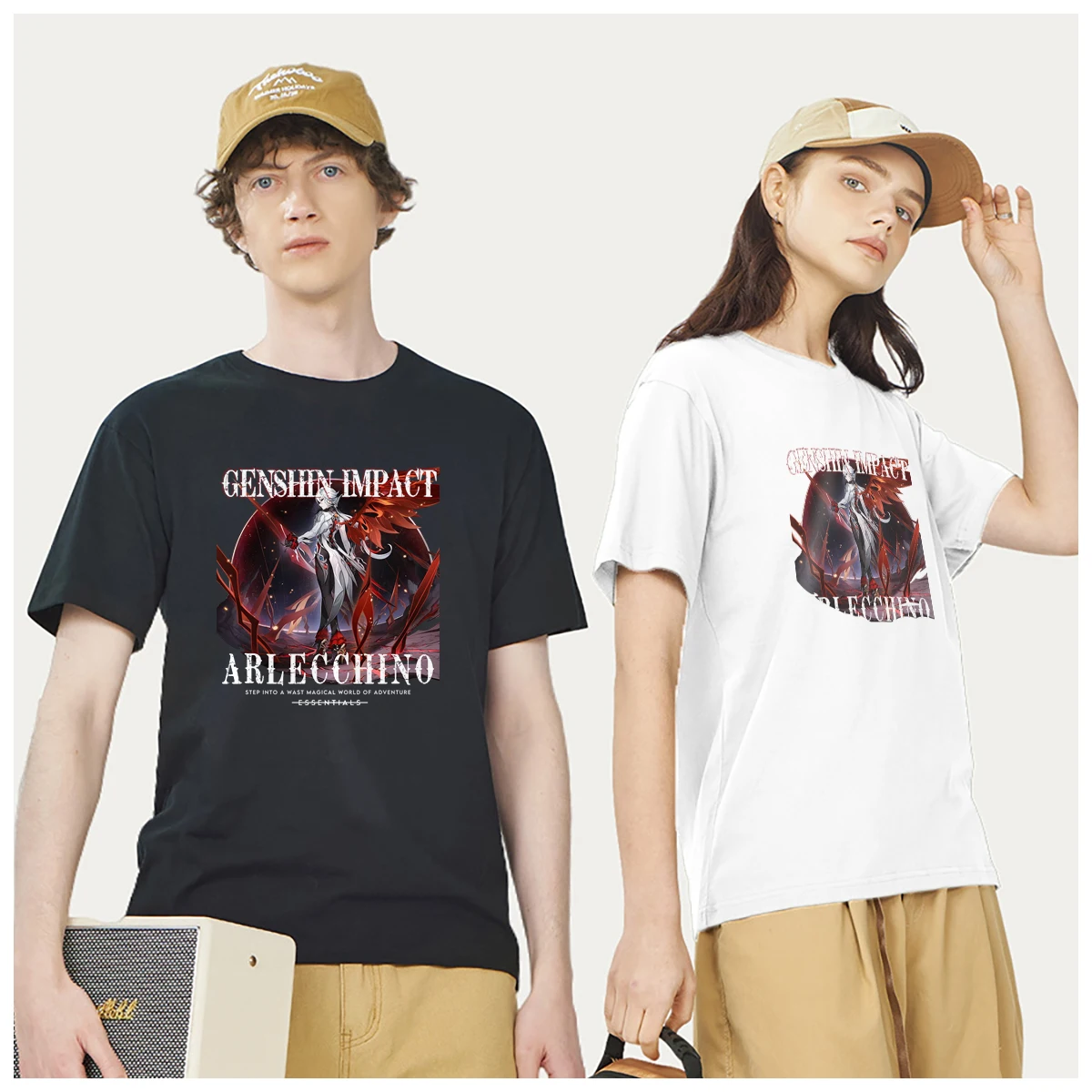 Couple G-Genshin lmpact Arlecchino Fatui t-shirt men t shirt Women's Personalised Fashion 100% Cotton summer casual Funny Unisex