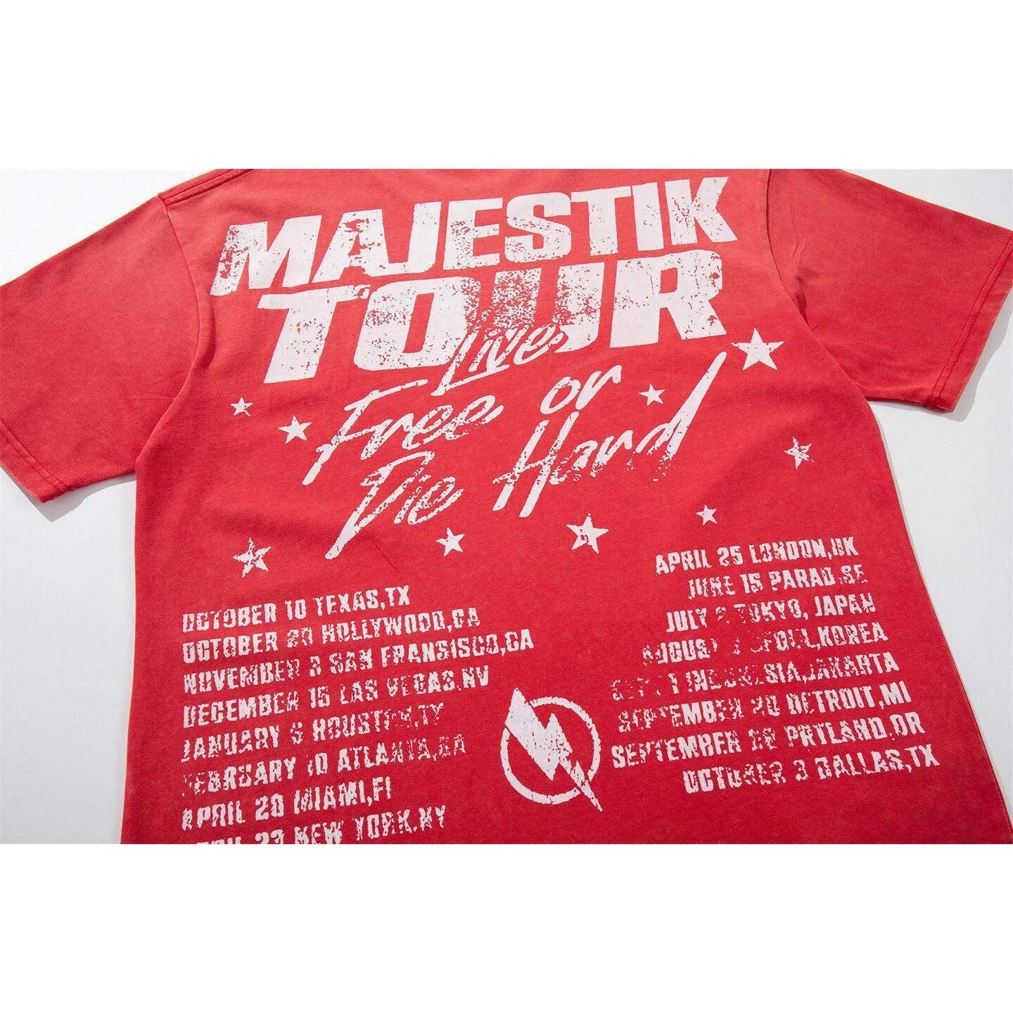 MAJESTIK American Retro Beaded Letter Print Short-Sleeved T-Shirt - Men's and Women's Street Casual Heavyweight Top