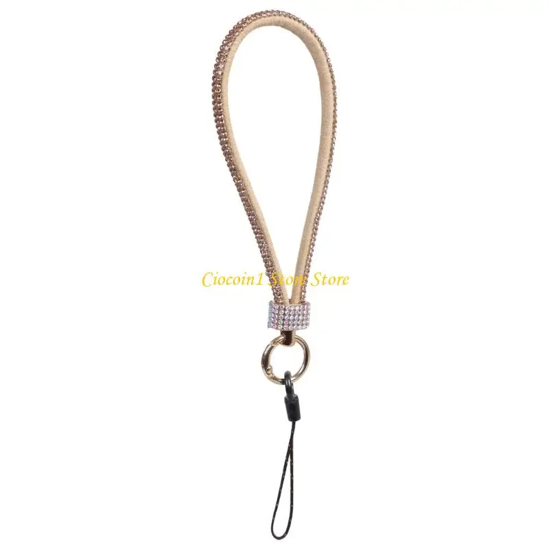A3PC Phone Wrist Chain Rhinestones Decors Phone Lanyard Keychain Anti Loss Accessory