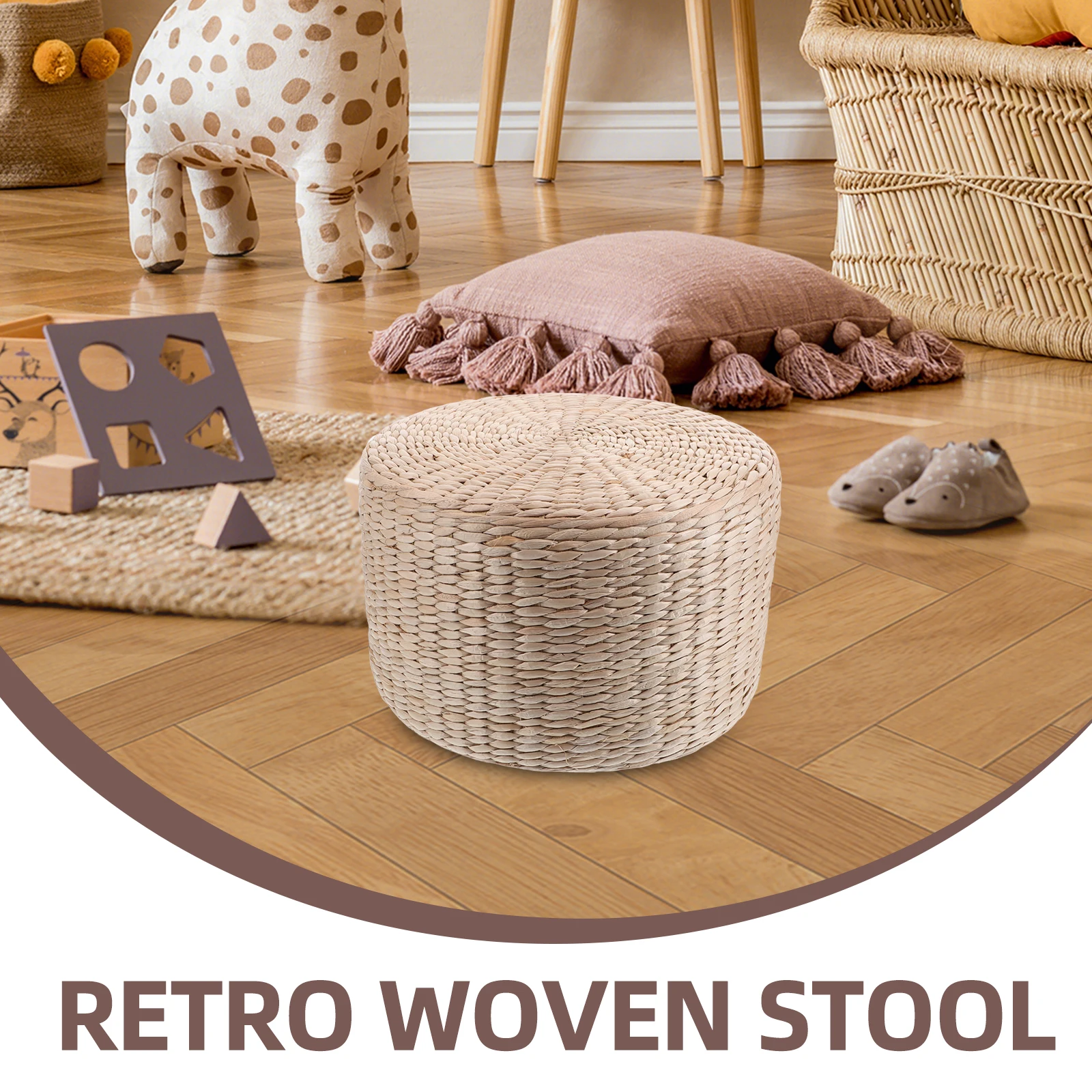 اليابانية الرجعية القش المنسوجة البراز وسادة أرضية مستديرة اليدوية مقعد حصيرة لليوجا في الهواء الطلق ديكور المنزل لهجة