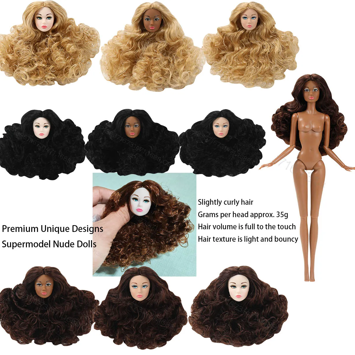 

Изысканный макияж, завитки по центру, сексуальная супермодель, обнаженная кукла, уникальный дизайн, фигурка, подвижная кукла 32 см с несколькими кожами