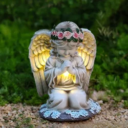 Creative LED Resin Prayer Angel Solar Light Outdoor Home Courtyard Garden Decoration Ornaments Atmosphere Lighting