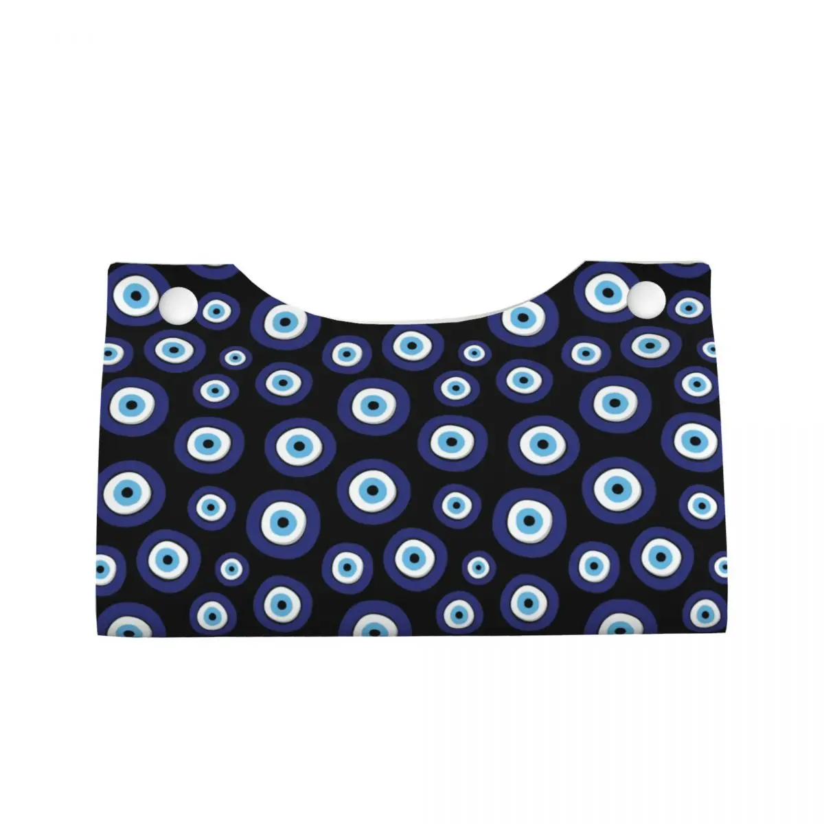 Custom Greek Amulet Evil Eye Pattern Tissue Box Cover PU Leather Rectangular Nazar Lucky Charm Facial Tissues Holder for