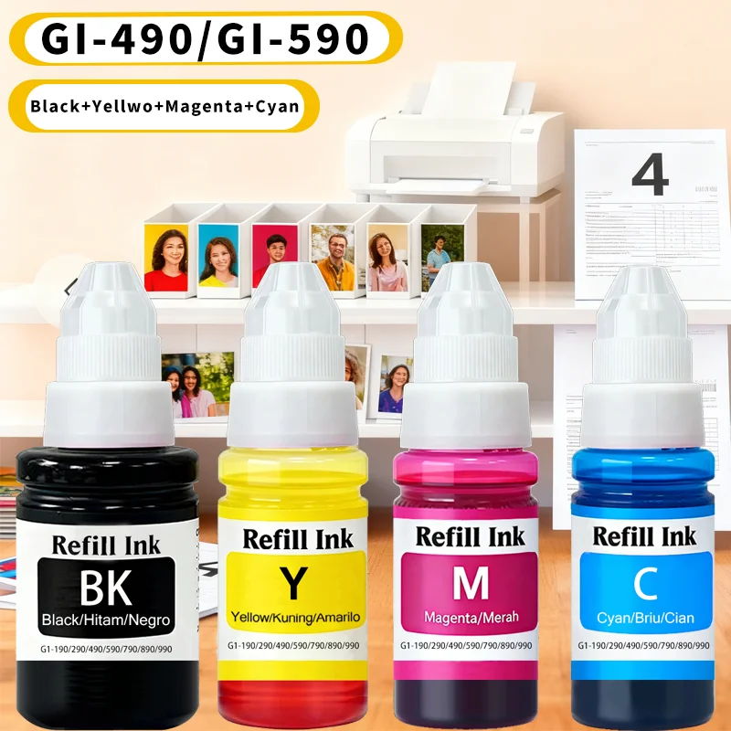 

GI590 GI490 Ink Compatible with Canon for Pixma G1000 G1400 G1500 G2000 G2400 G2510 G3000 G3400 G3500 G4500 G2410 G1000 G2010