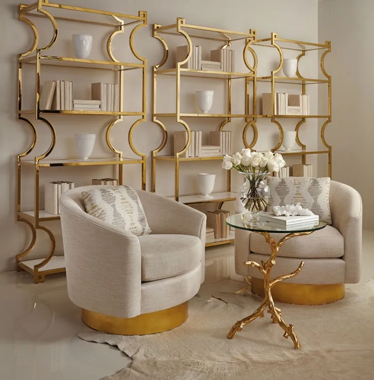 Luxury living room velvet chair with gold stainless steel base modern fabric swivel chair set furniture