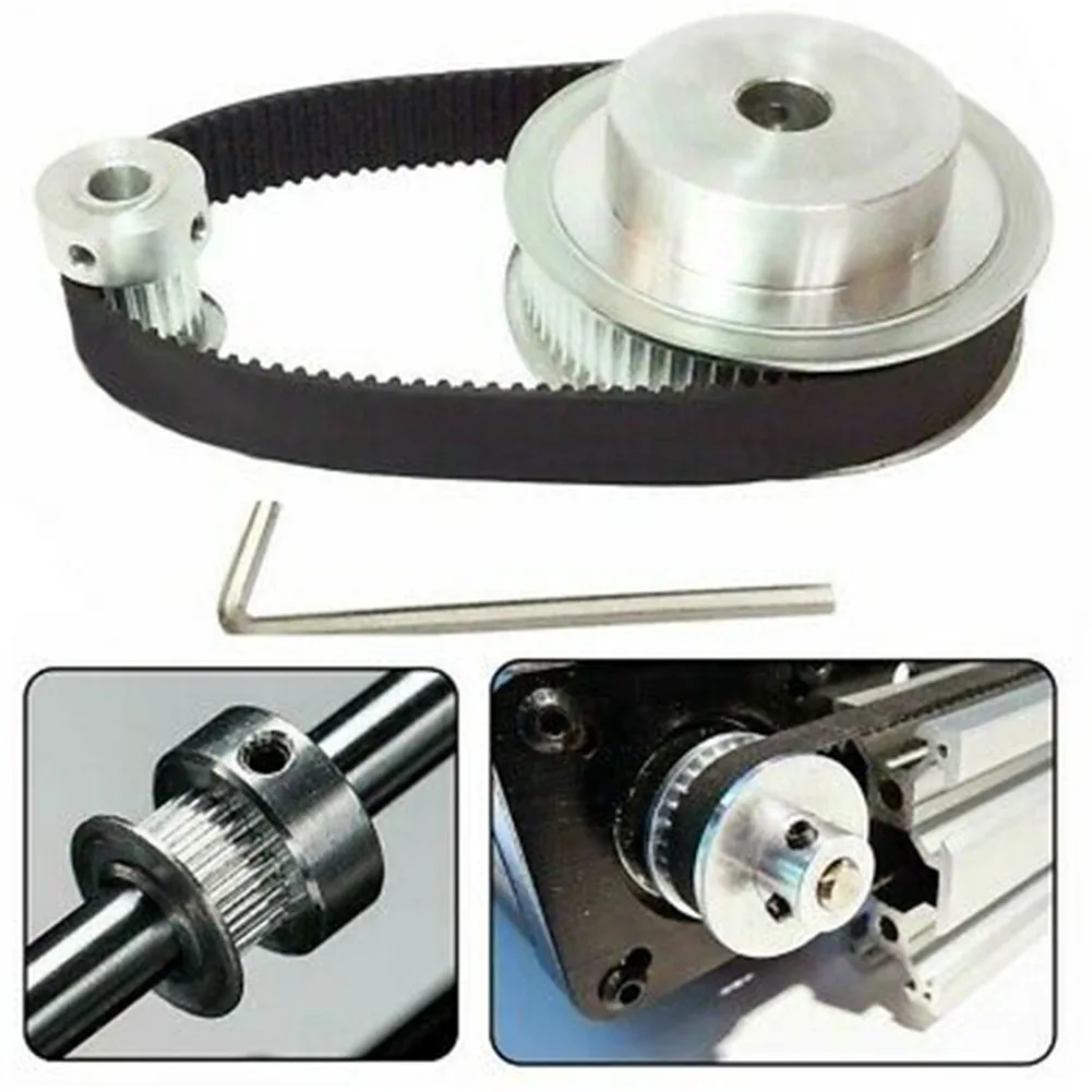 Synchronous Belt Wheel Kit Wheel Kit Practical Useful Convenient Silver And Black With 20 And 60 Teeth Aluminum