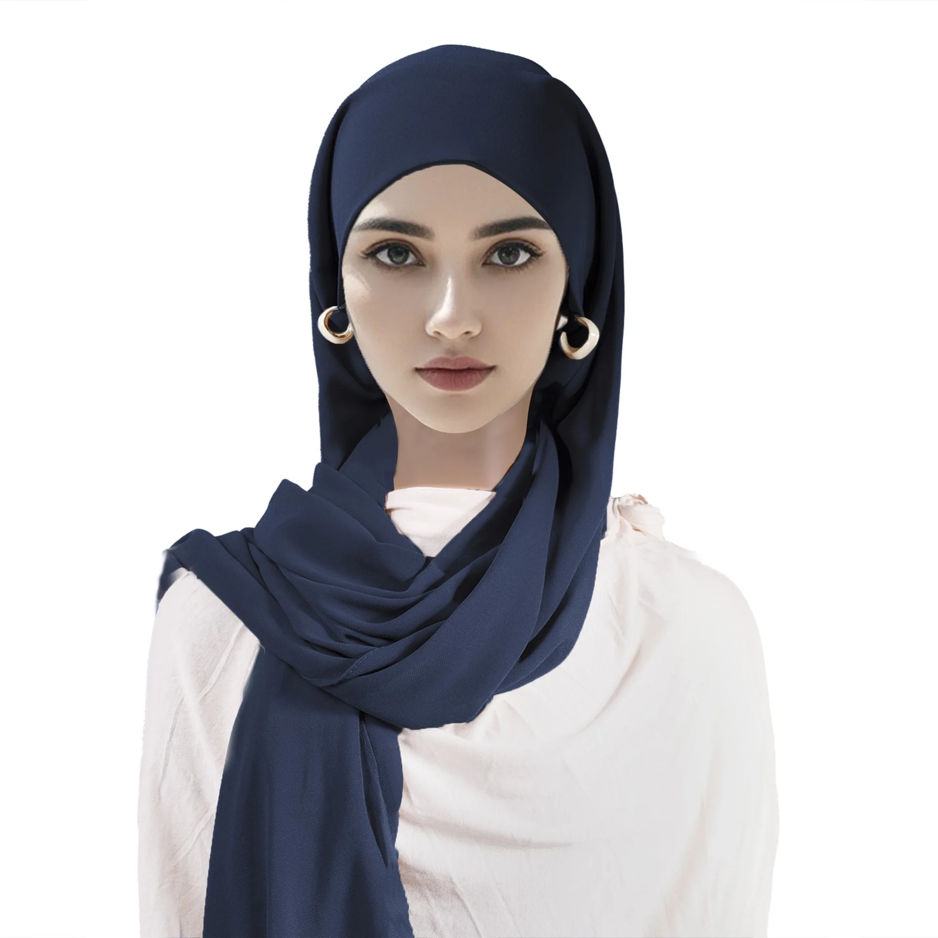 

Однотонный шарф-платок из жемчужного шифона, дышащий и мягкий, можно использовать как головной платок, длинный шарф для женщин.