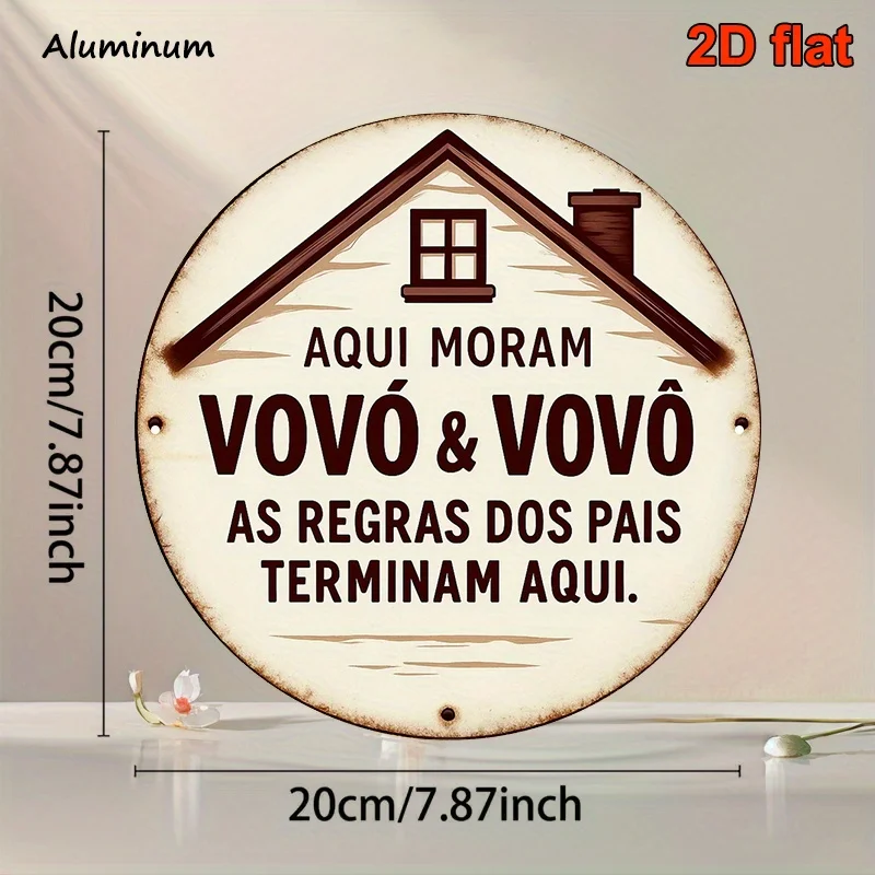 A Round Aluminum Sign Measuring 20.32X20.32 cm (Approximately 20X20 Centimeters), Decorated with a Vintage-Style 