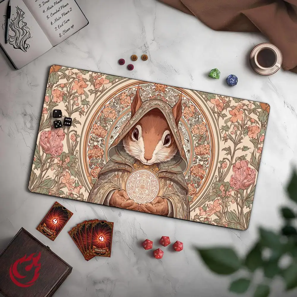 

Mystery Squirrel Wizard MTG Playmat Magic Card Mat with Stitched Edge Non-Slip Durable Tabletop playmat Board Game Mat for TCG