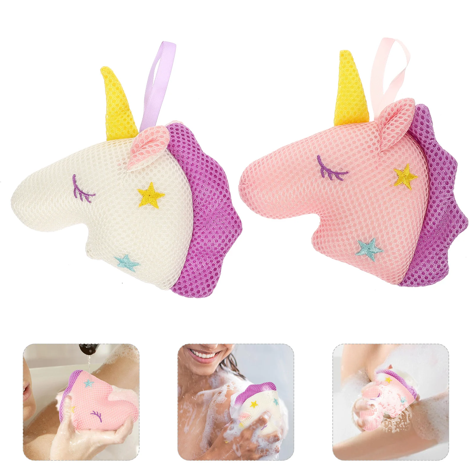 2 Pcs Unicorn Bath Sponge Shower Ball Brush Cat Take Mesh Pp Cotton Bubble Net Cartoon