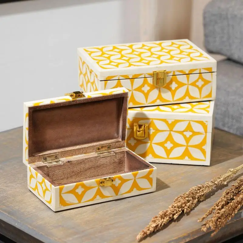 

Handmade Wooden Jewelry Storage Box - Decorative Organizer - 8x6x3 Inches