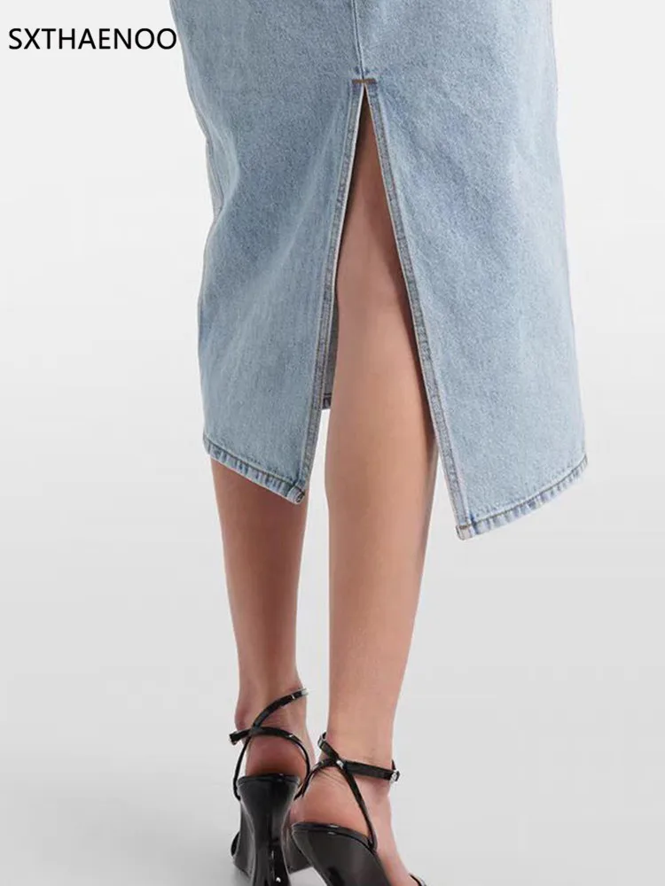 Sxthaenoo saia saias roupas femininas mini roupas femininas y2k gótico longo azul 3d flores vestido 2025 vestidos