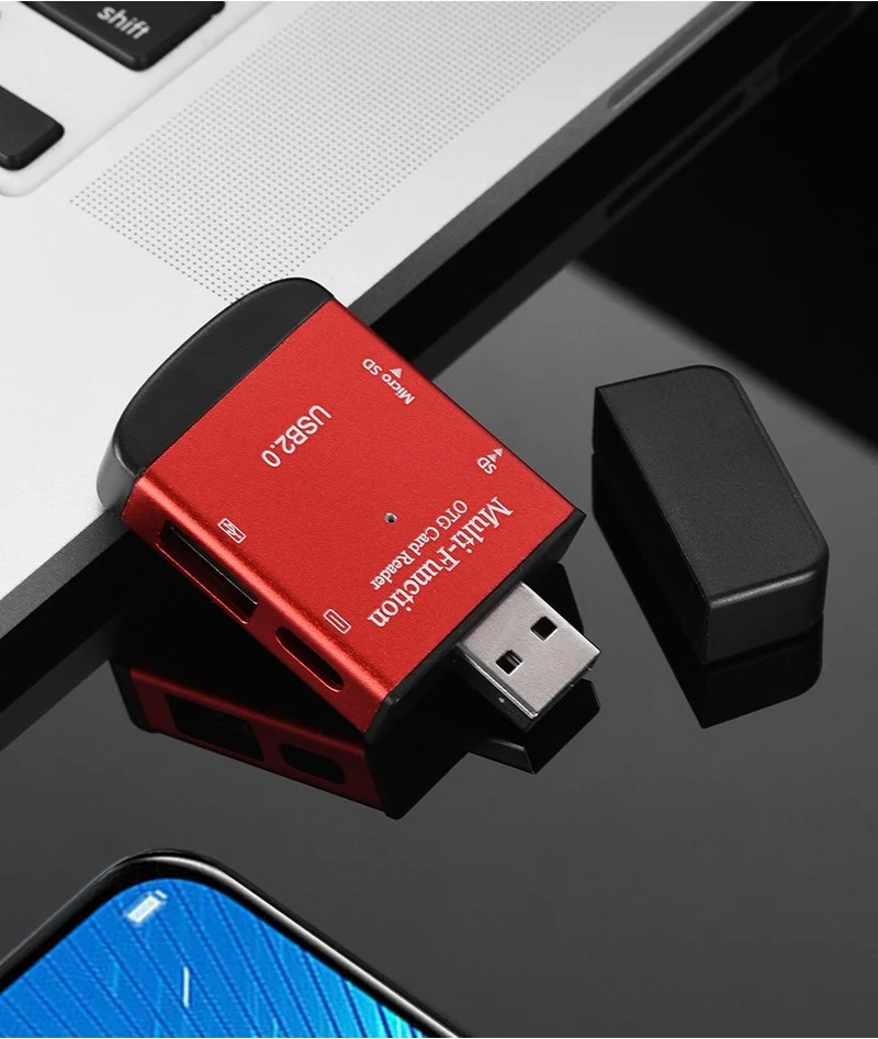 USB Card Reader Type-c Android Mobile Computer All-In-One OTG2.0 SD/TF/U Disk Four-In-One Card Reader Transmisi Berkecepatan Tinggi