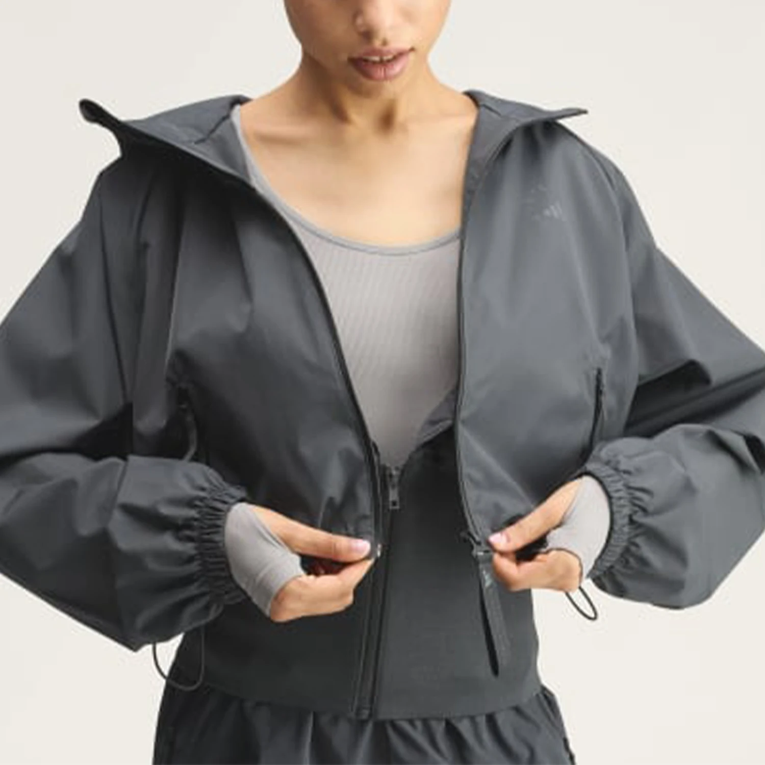 Adidas genuine women's fashionable loose woven sports hooded jacket KR6262