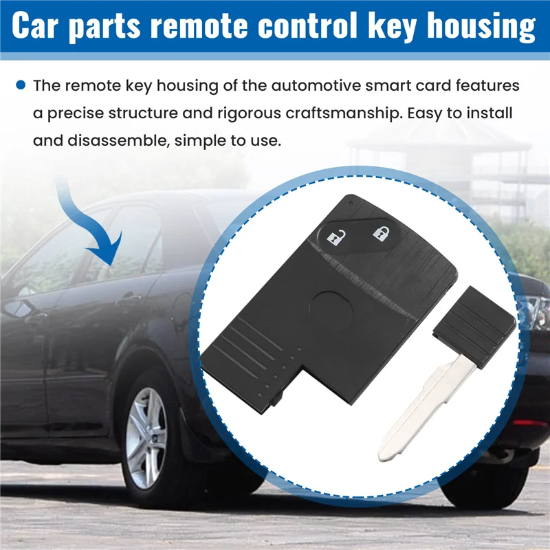 AEF2-2 Button Smart Card Remote Key Shell Case For Mazda 5 6 CX-7 CX-9 RX8 Miata