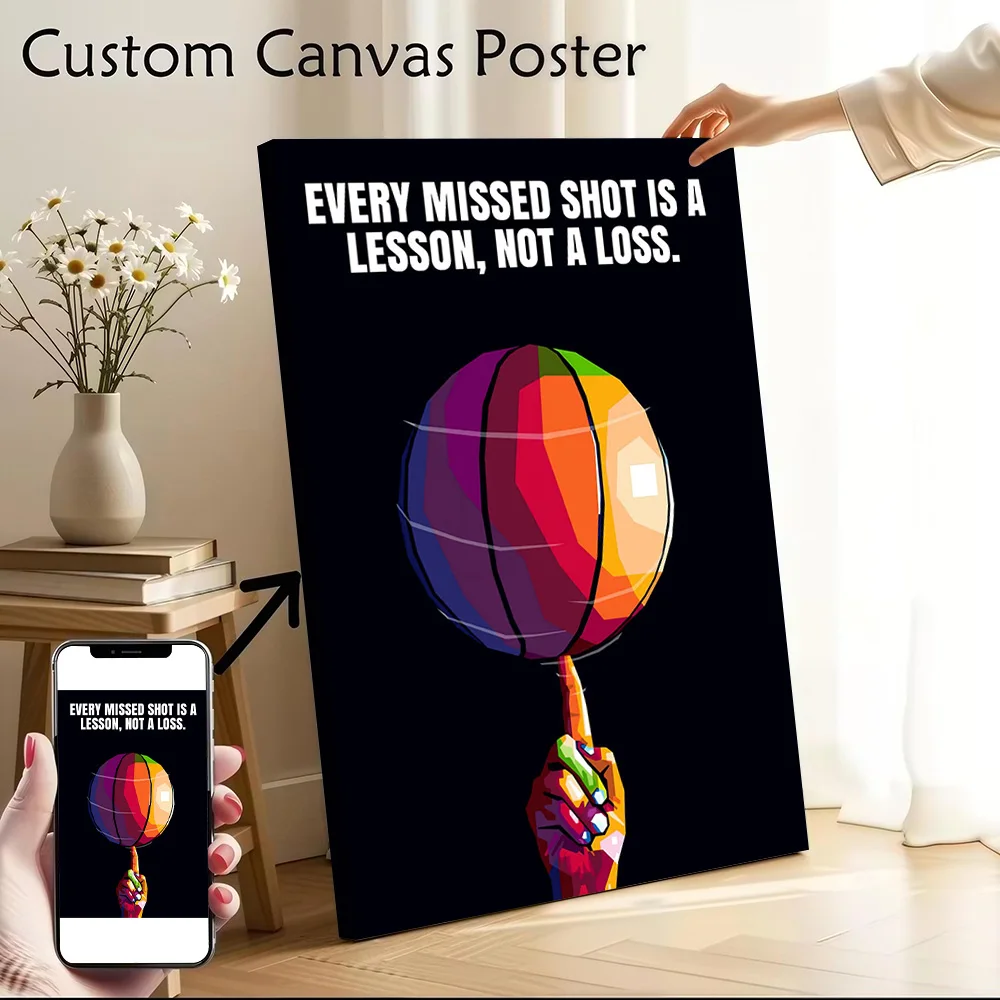 Basketball Lesson Not a Loss Printed Canvas Wall Art Customizable Paintings Poster Perfect Gift for Bedroom Accessories Painting