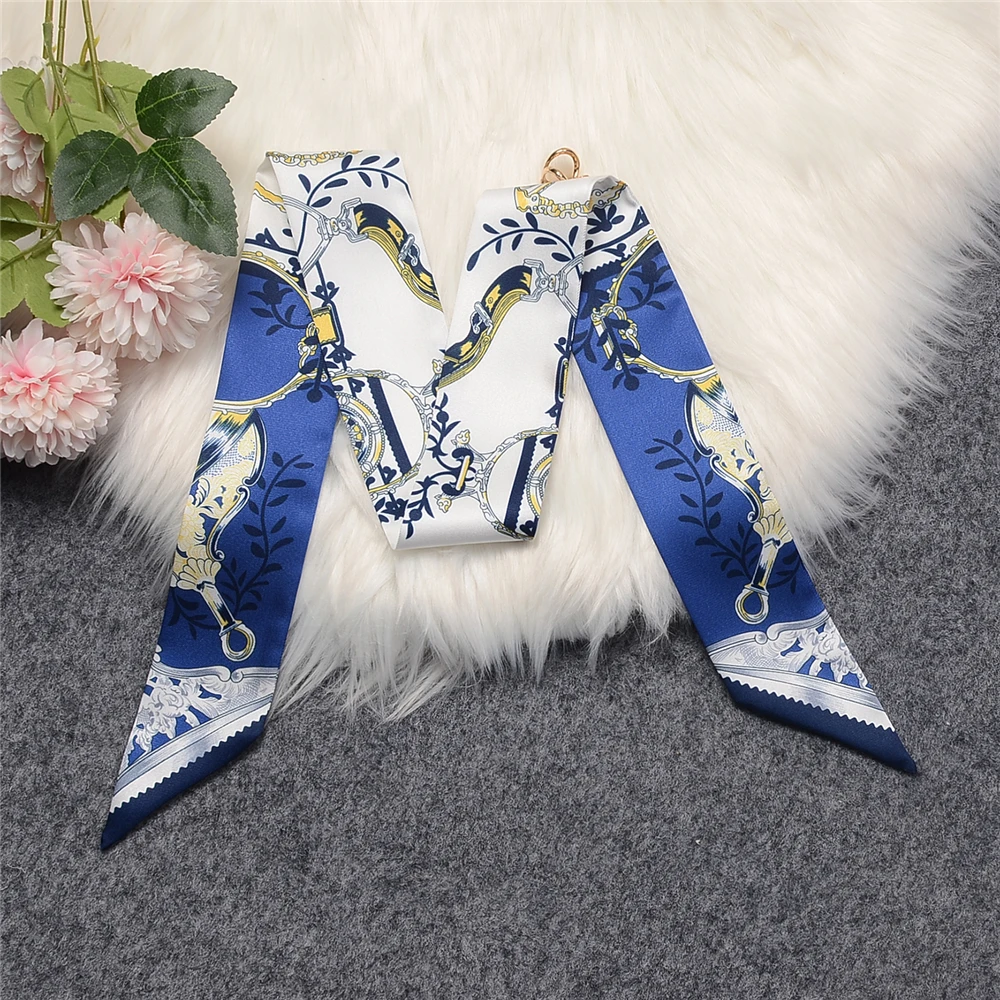 2024 New Luxury Olive Branch Brand Scarf Design Women 100% Silk Scarf Fashion Headwear Skinny Bag Hair Scarves Neckerchief