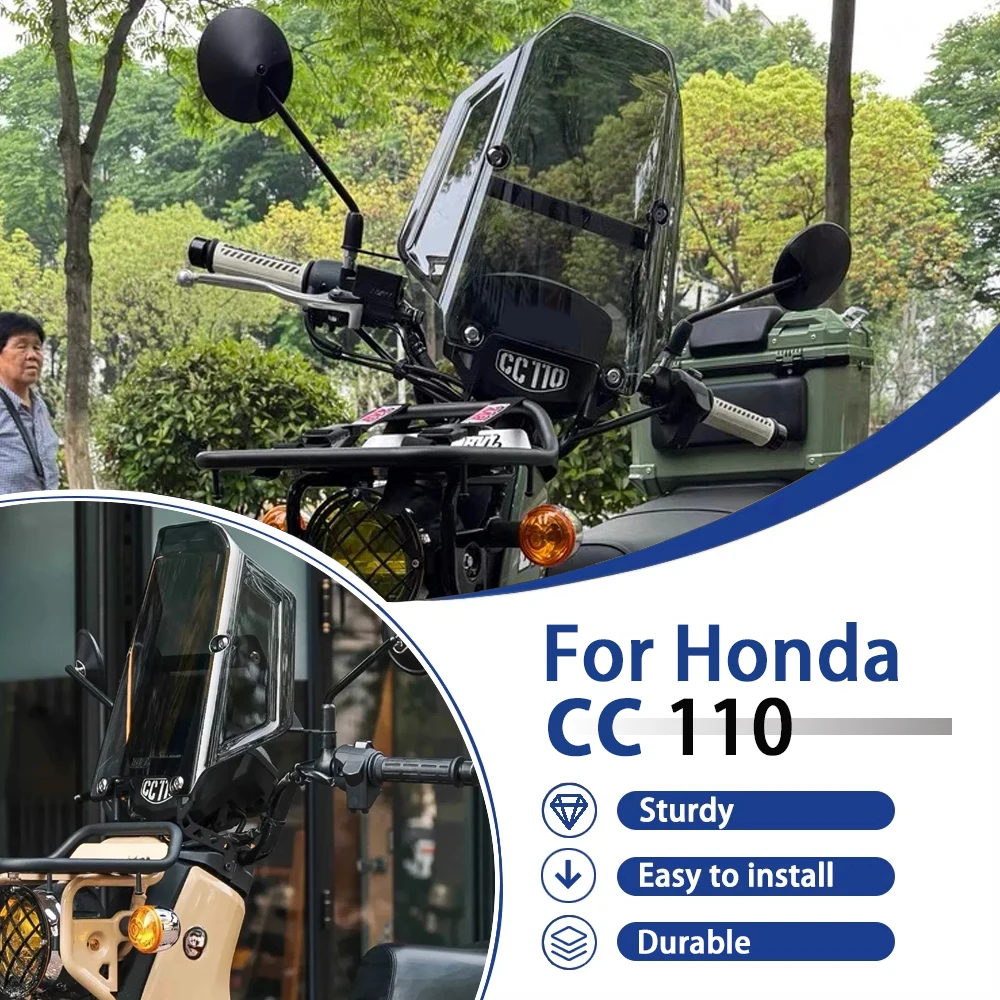 Windshield With Carbon Fiber Navigation Stand For Honda 110 Cross Cub 110 CC110 CC 110 CC 110CC 2023 Motorcycle Accessories