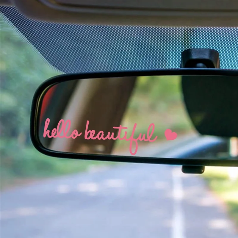 AS62 10 قطع من ملصقات مرآة الرؤية الخلفية، هدايا سيارة للنساء، ملصقات فينيل مقاومة للماء لنوافذ السيارة والمرايا وأجهزة الكمبيوتر المحمولة باللون الوردي Dur