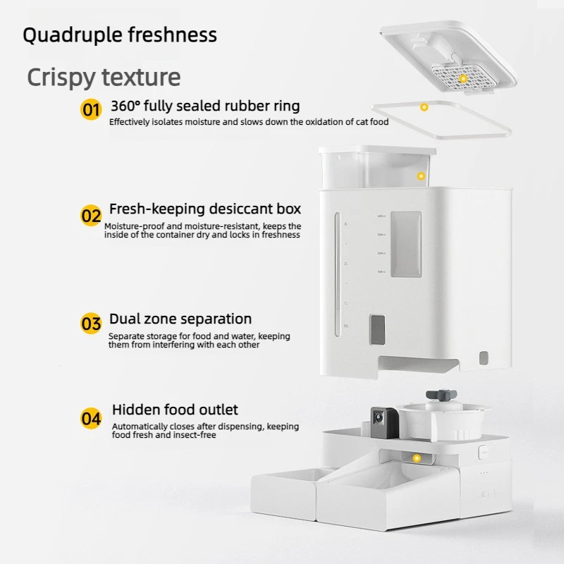 Automatic Pet Feeder Water Dispenser 4L+5L All-in-One Feeder Cats Dogs APP Control Support Freeze dried Food