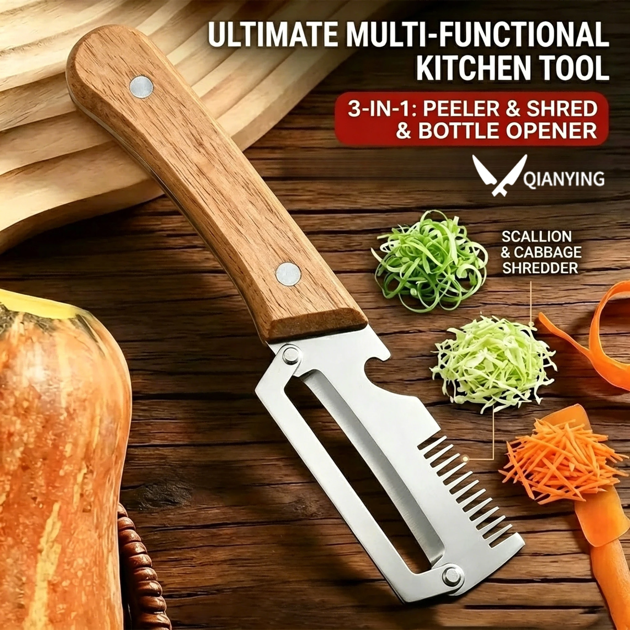 New Multifunctional 3-in-1 Stainless Steel Peeler Vegetable & Fruit Slicer Shredder Versatile Kitchen Tool for Peeling Shredding