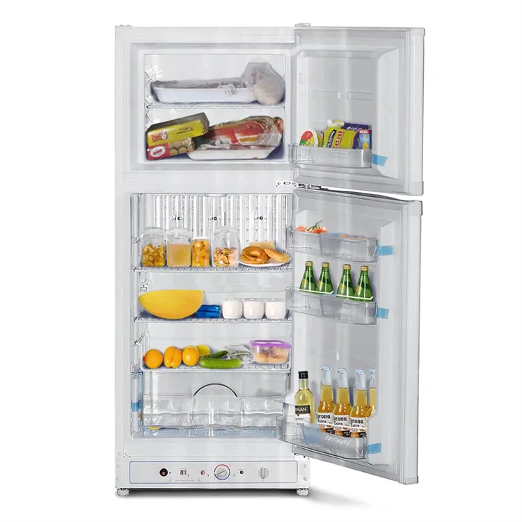 220v 2 Door Natural Gas Operated Deep Fridge Portable Outdoor Car Gas Refrigerator for Sale