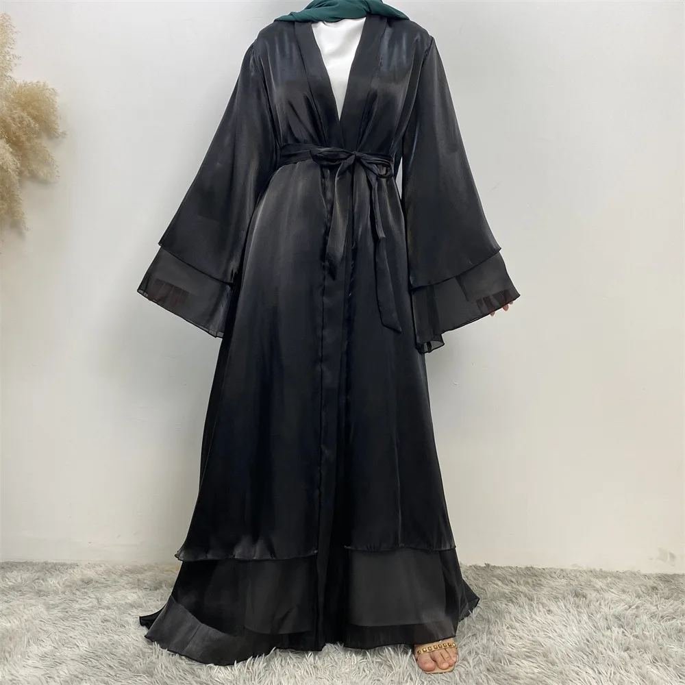 Ramadan Shiny Open Abaya Dubai Muslim Cardigan Dress Turkey Islam Arabe Robe Longue Kimono Caftan Jalabiya Eid Mubarak Djellaba