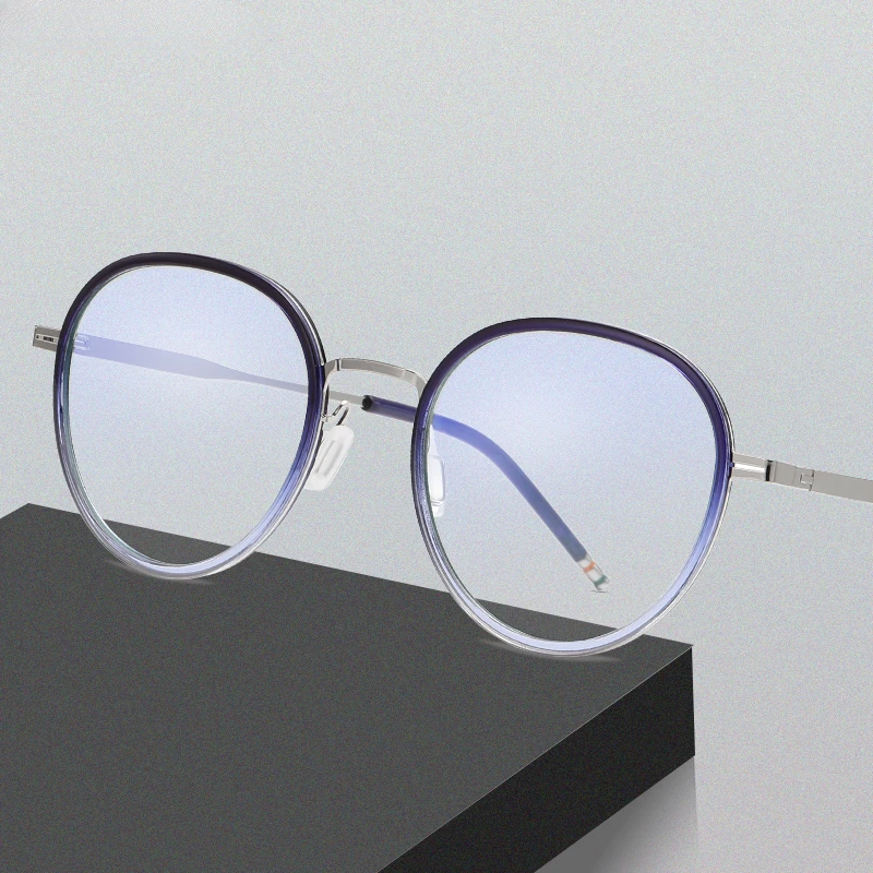 

Women Blue Light Blocking Reading Glasses Men TR Metal Round Eyeglasses Frame CR39 Prescription Myopia Eyewear Custom Lenses